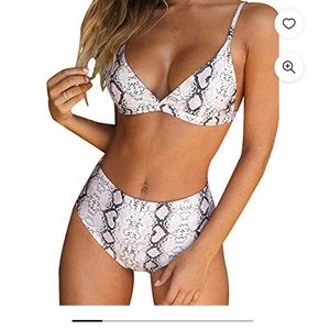 Snake print bikini. Size medium. Pink, white and gray